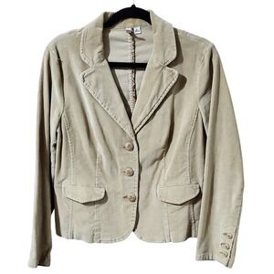 St Johns Bay Petite Corduroy Blazer Tan Button Front Stretch Jacket Women PL